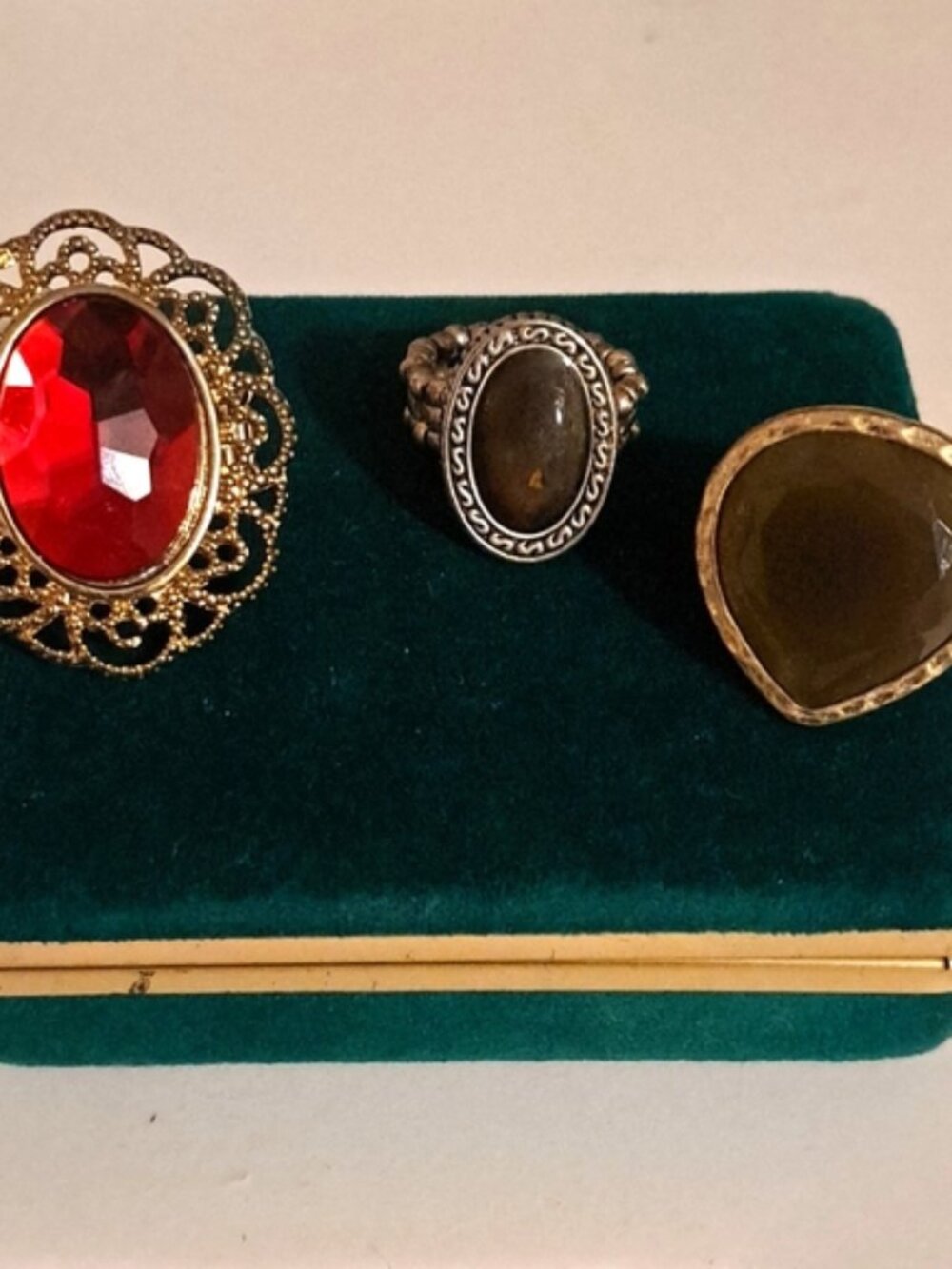 Vintage Bundle of 3 Stretchy Gem Gold and Silver Rings